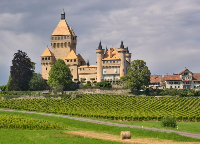 Le château de Vufflens au milieu des Vignes